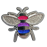 Bi Pride Bee Enamel Pin with Glitter