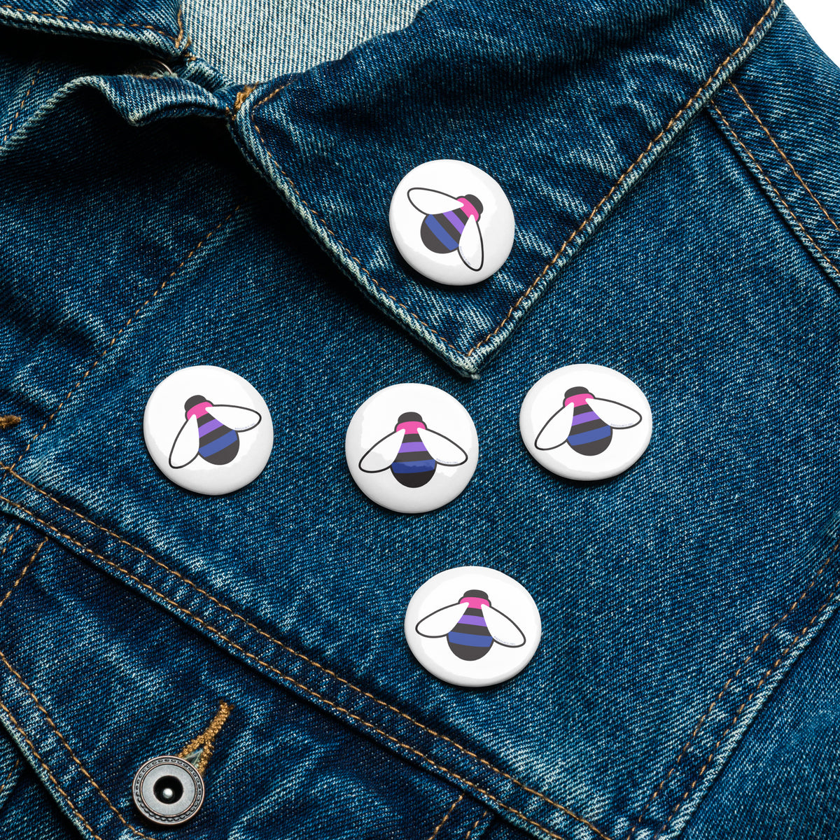 Bisexual Pride Bee Buttons, set of 5 – Bisexual Resource Center