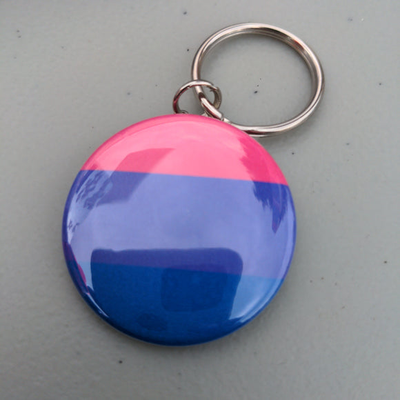 Bi Pride Flag Button Keychain