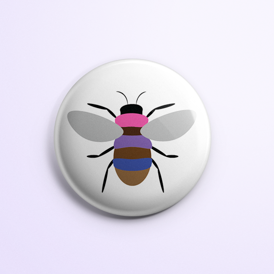 BIPOC and Bi+ Pride Bee Button