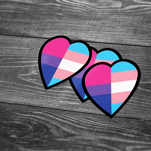 Bi+ and Trans Heart Stickers (5ct.)