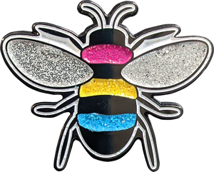 Pan Pride Bee Enamel Pin with Glitter