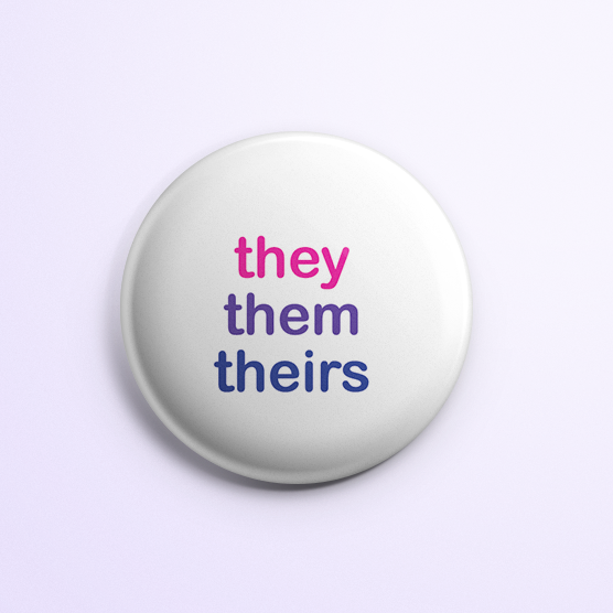 Pronoun Button: They/Them Bi Flag Colors