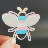 Holographic Trans Pride Bee Stickers (5ct.)